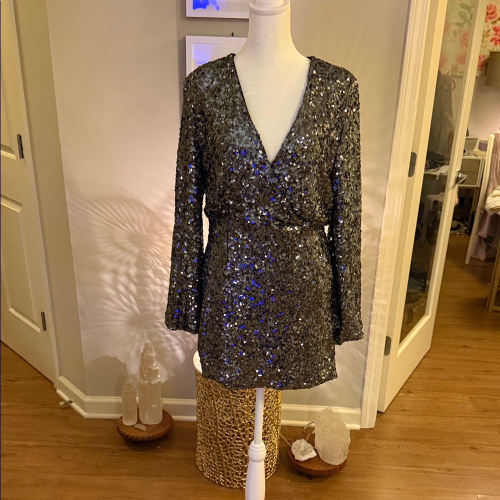Sequin Mini Dress - Silver